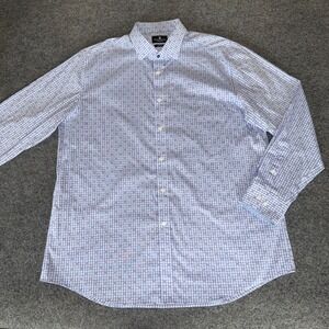 Psycho‎ Bunny Modern Fit Stretch Non Iron Dress Shirt Blue Check Mens 17.5 34/35